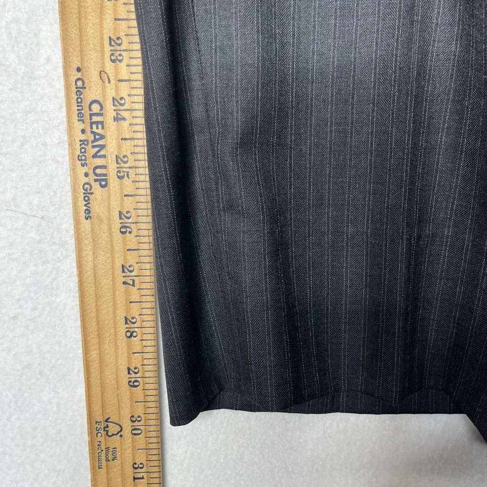 Caracciolo Mens 36x30 Dress Pants Charcoal Pinstripe Merino Wool Made in Italy